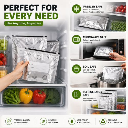 Aluminium Foil Food Storage Bags Set (Pack of 10)