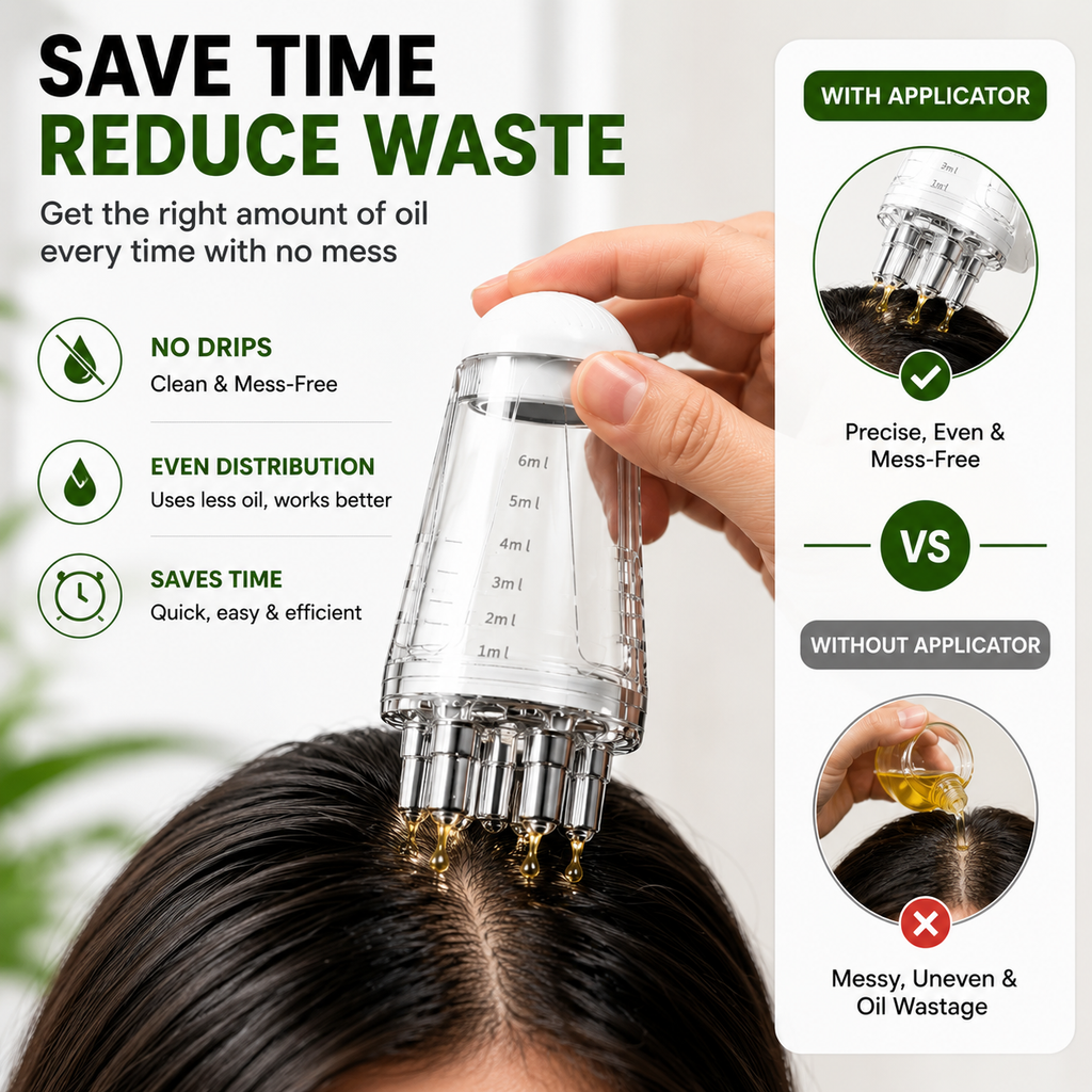 Hair Oil Applicator Comb Bottle – Anti-Leak, 6ml Scale