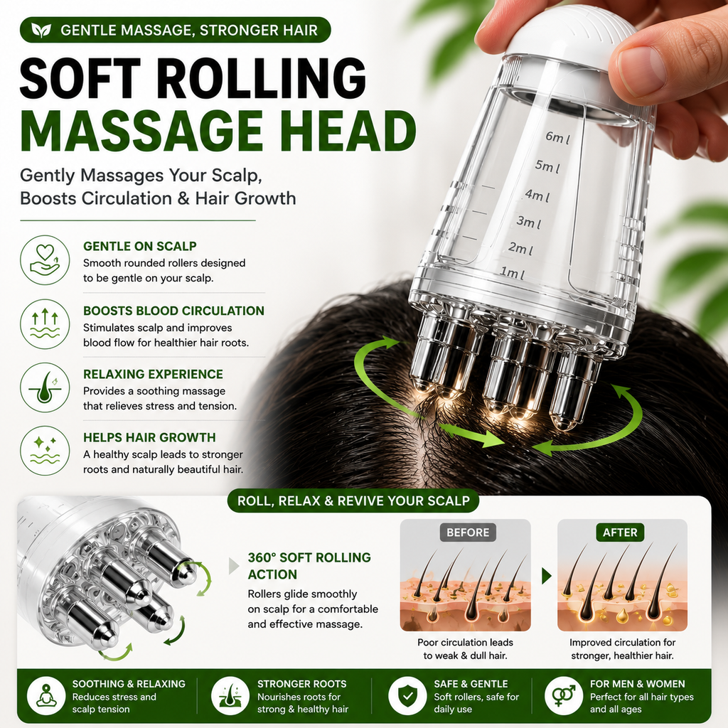Hair Oil Applicator Comb Bottle – Anti-Leak, 6ml Scale